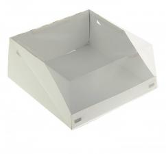 Коробка для торта 22,5х22,5 см, h 10 см, картон белый, с прозр крышкой, 1*25 (50) Арт. КТ 100
