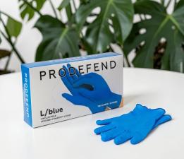 Перчатки винило-нитрил р-р L, 1*100шт/50пар в уп. (10уп/кор) Prodefend Синие